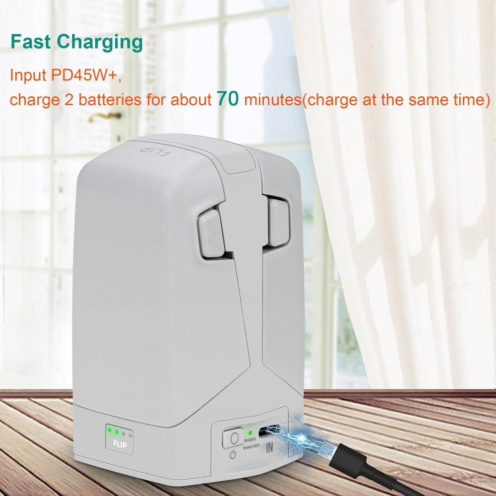 45W Dual Battery Charger with Storage Charge for DJI Flip Drone,Two-Way Charging Hub,Charge 2 Batteries Accessories - Image 3