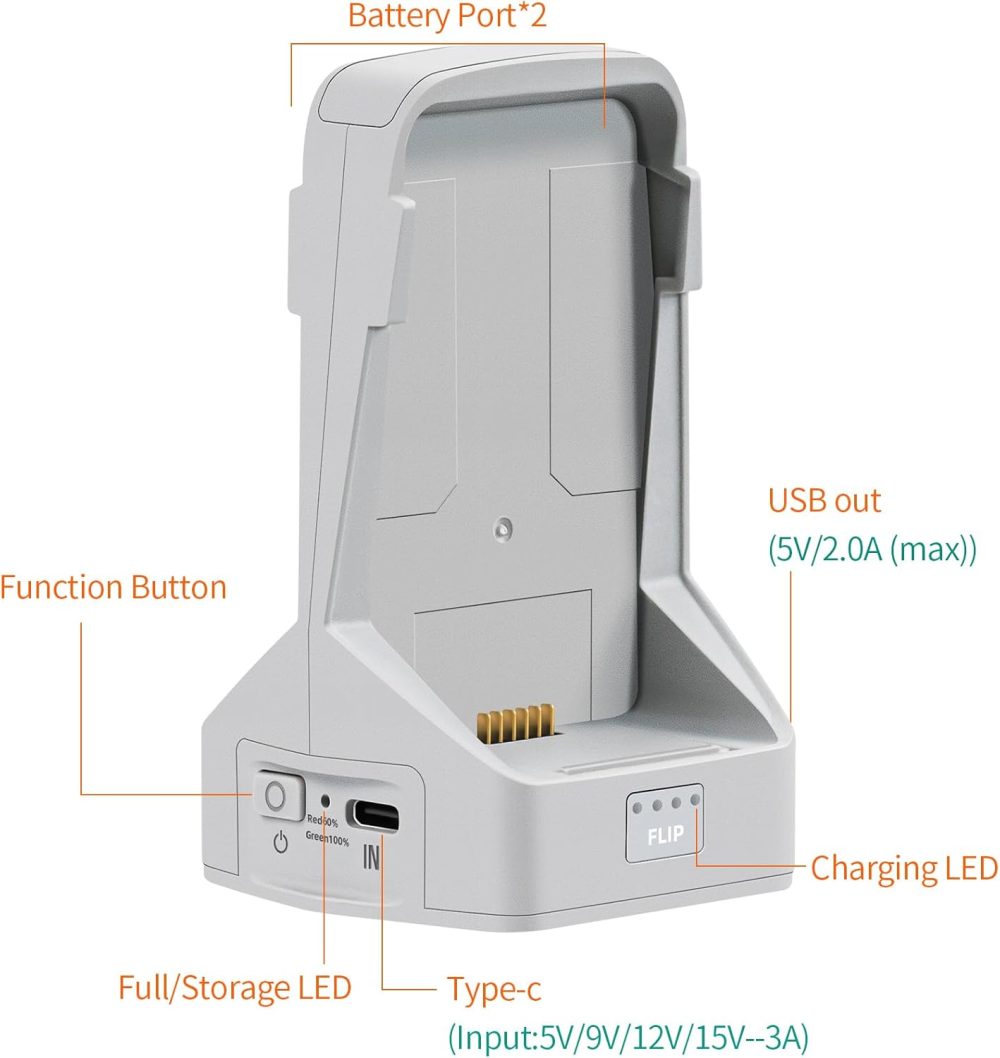 45W Dual Battery Charger with Storage Charge for DJI Flip Drone,Two-Way Charging Hub,Charge 2 Batteries Accessories - Image 8