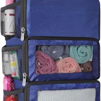 Suitcase Organizer, Hanging Packing Cubes & Portable Hanging Shelves - Collapsible Travel Organizer for Carry-on (Navy Blue, Small)